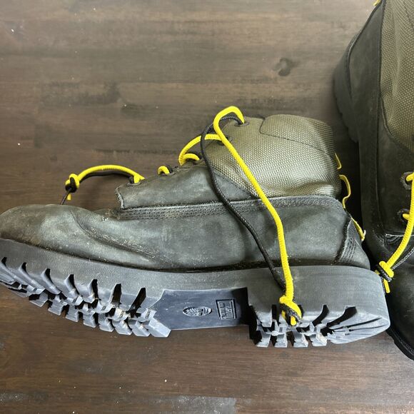 Timberland Premium 6 in Waterproof Boots - Boys Size 7 Black Grey Yellow - Picture 2 of 16